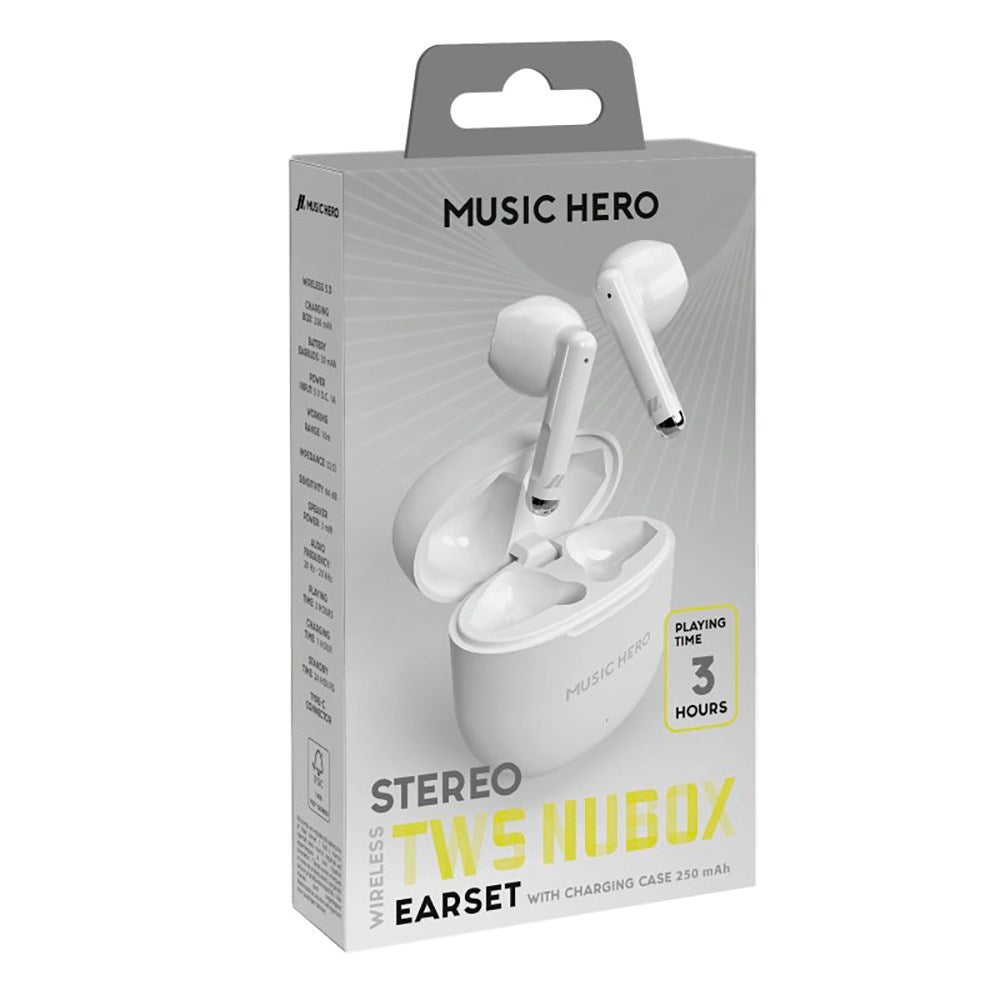 MUSIC HERO Nubox TWS Trådløs Bluetooth In-Ear Høretelefoner - Hvid