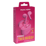 MUSIC HERO Nubox TWS Trådløs Bluetooth In-Ear Høretelefoner - Pink