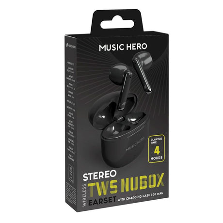 MUSIC HERO Nubox TWS Trådløs Bluetooth In-Ear Høretelefoner - Sort