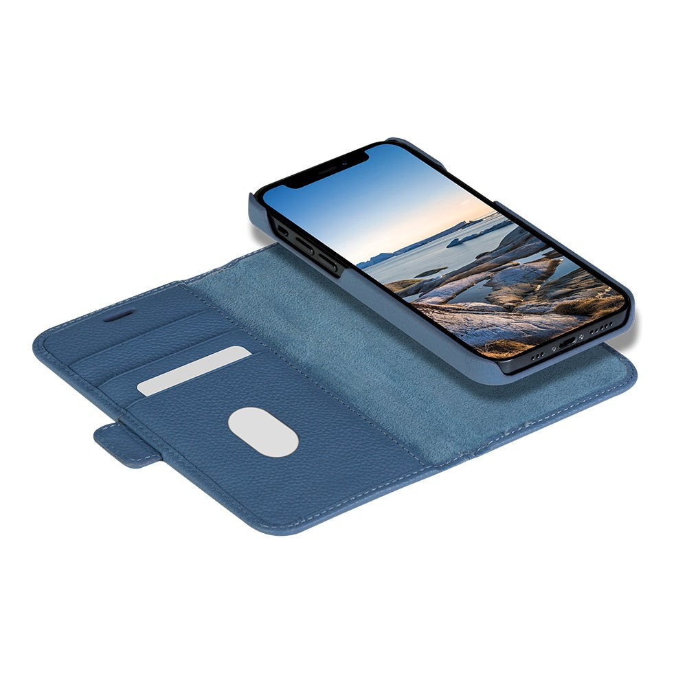 iPhone 13 Pro dbramante1928 New York Magnetisk Ægte Læder Flip Cover m. Pung - Ultra-marine Blue