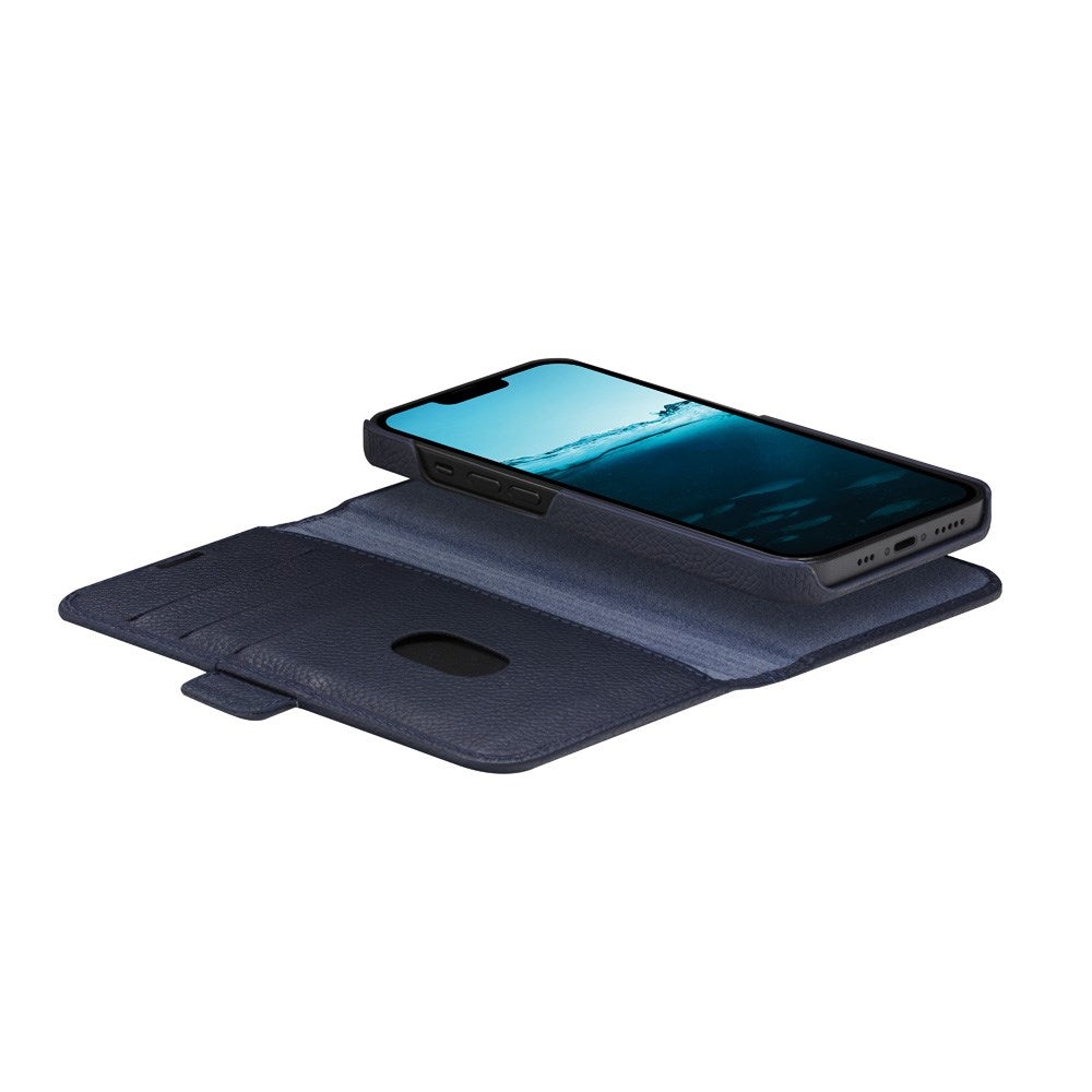 iPhone 14 Pro Max - dbramante1928 New York 2-i-1 Ægte Læder Flip Cover - Pacific Blue