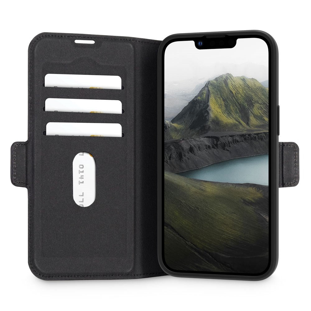 iPhone 16e dbramante1928 Oslo Pro Slim Flip Cover m. Kortholder - Genbrugsmaterialer - Black