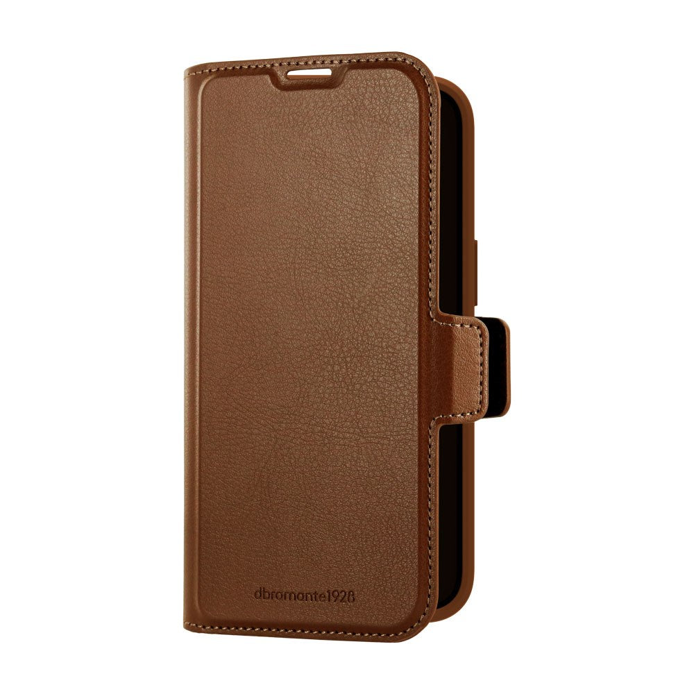 iPhone 16e dbramante1928 Oslo Pro Slim Flip Cover m. Kortholder - Genbrugsmaterialer - Dark Tan