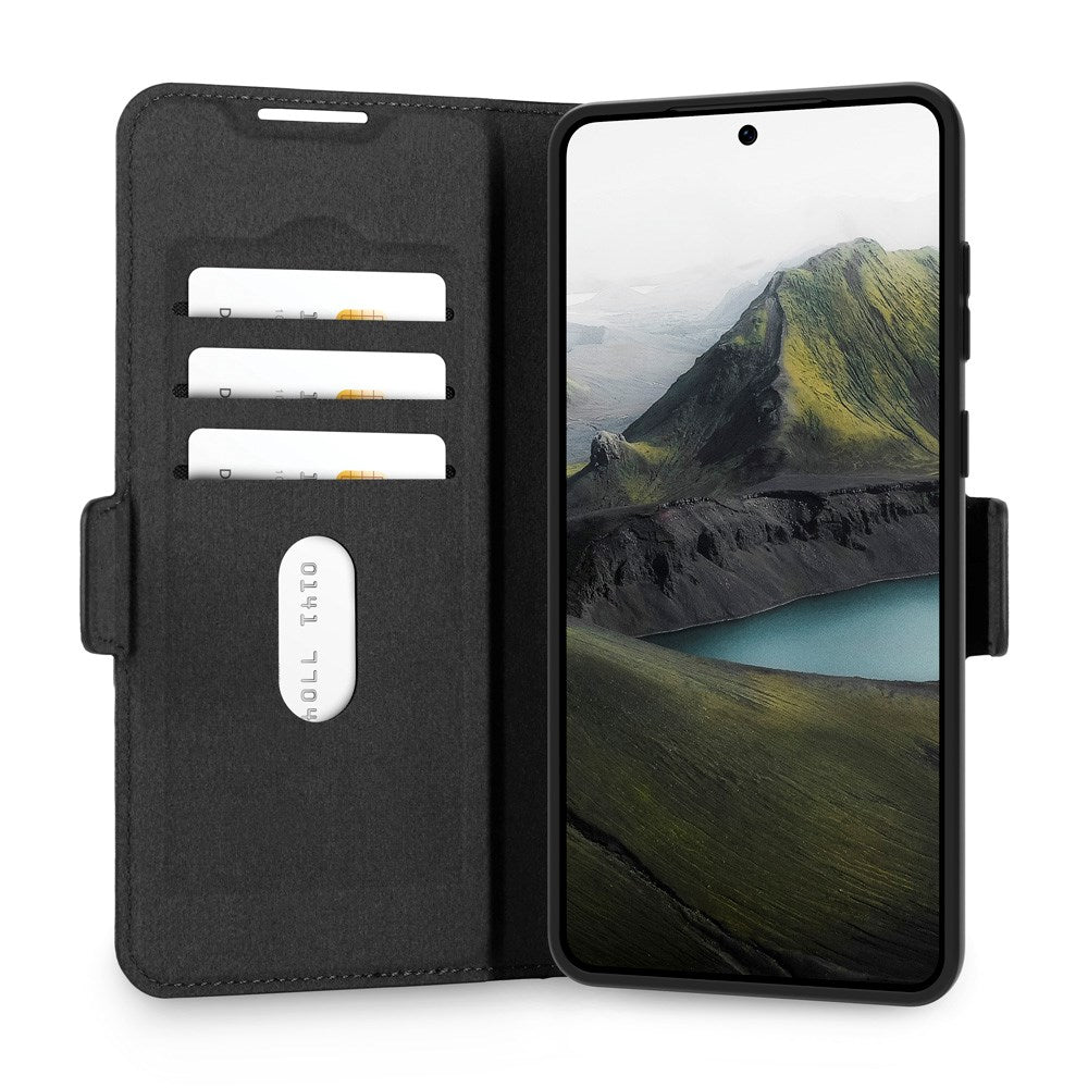 Samsung Galaxy S25 Edge dbramante1928 Oslo Pro Slim Flip Cover m. Kortholder - Genbrugsmaterialer - Sort
