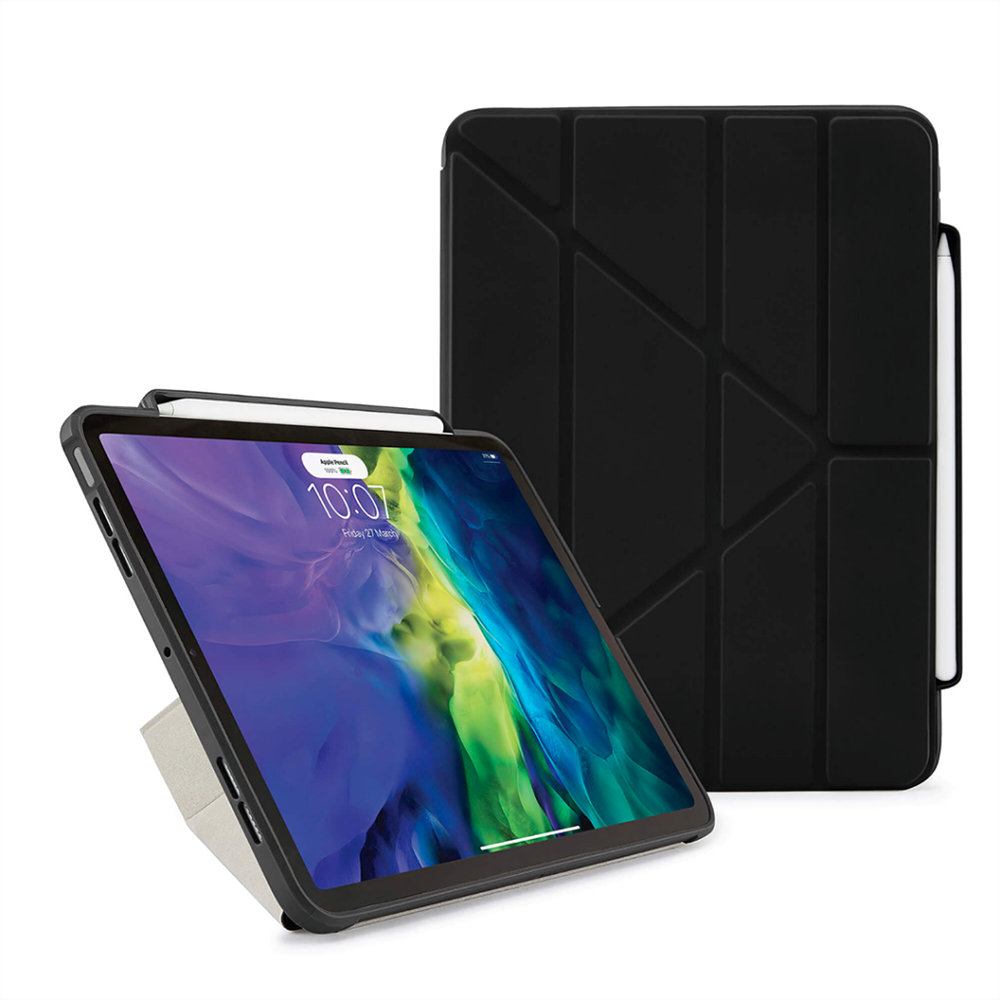 iPad Air (2022 / 2020) Case - Pipetto Origami No3 Case m. Apple Pencil Holder - Sort / Gennemsigtig