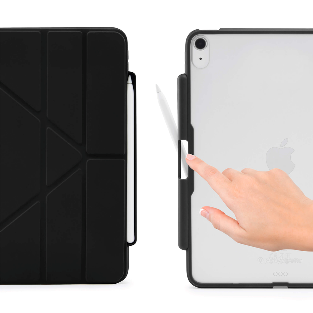 iPad Air (2022 / 2020) Case - Pipetto Origami No3 Case m. Apple Pencil Holder - Sort / Gennemsigtig