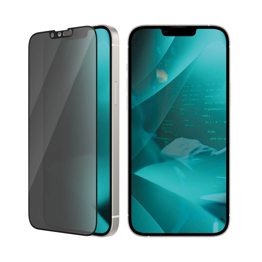 PanzerGlass iPhone 14 Plus / 13 Pro Max AntiBacterial Ultra-Wide Fit Skærmbeskyttelsesglas - Privacy - Diamond Strength - Gennemsigtig / Sort