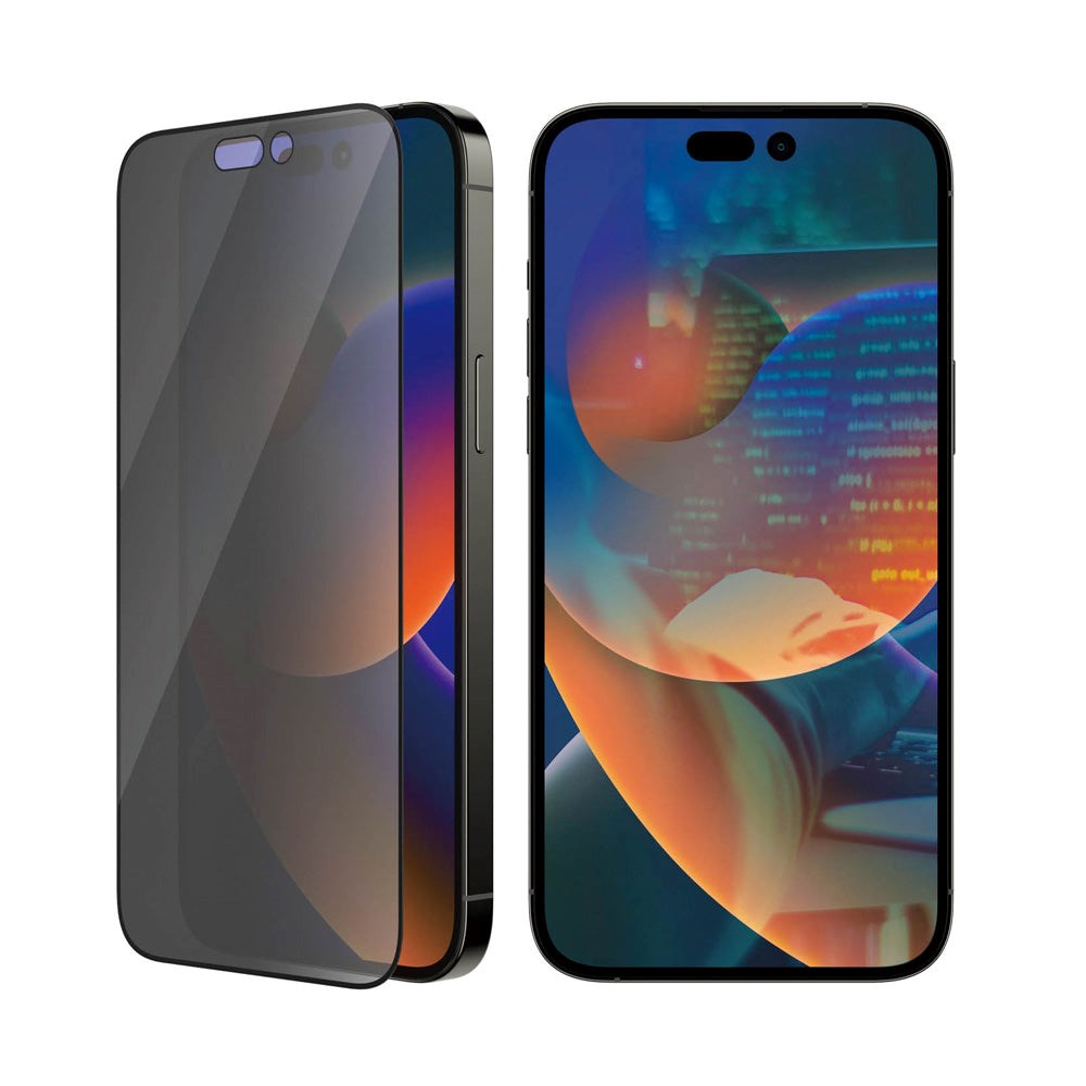 PanzerGlass iPhone 14 Pro Max AntiBacterial Ultra-Wide Fit Skærmbeskyttelsesglas - EasyAligner - Privacy Filter - Diamond Strength - Gennemsigtig / Sort