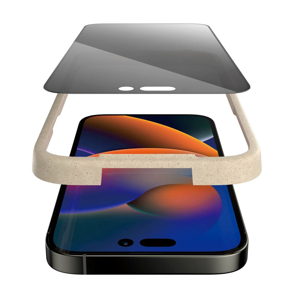 PanzerGlass iPhone 14 Pro Max AntiBacterial Ultra-Wide Fit Skærmbeskyttelsesglas - EasyAligner - Privacy Filter - Diamond Strength - Gennemsigtig / Sort