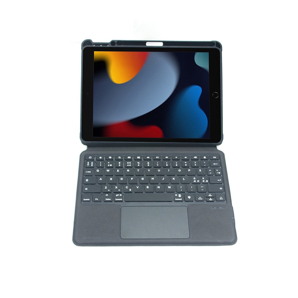 Dansk Tastatur m. cover til iPad 10,2 fra 4Smarts - Solid Pro Beskyttelse - Sort