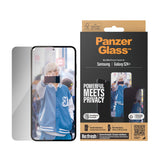 PanzerGlass Samsung Galaxy S24+ (Plus) Ultra Wide Fit Re:fresh Beskyttelsesglas m. EasyAligner - Privacy - Platinum Strength - Gennemsigtig / Sort Kant