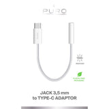 Puro USB-C til Jack 3,5 mm Lydadapter - Flettet Kabel - 15 cm - Hvid