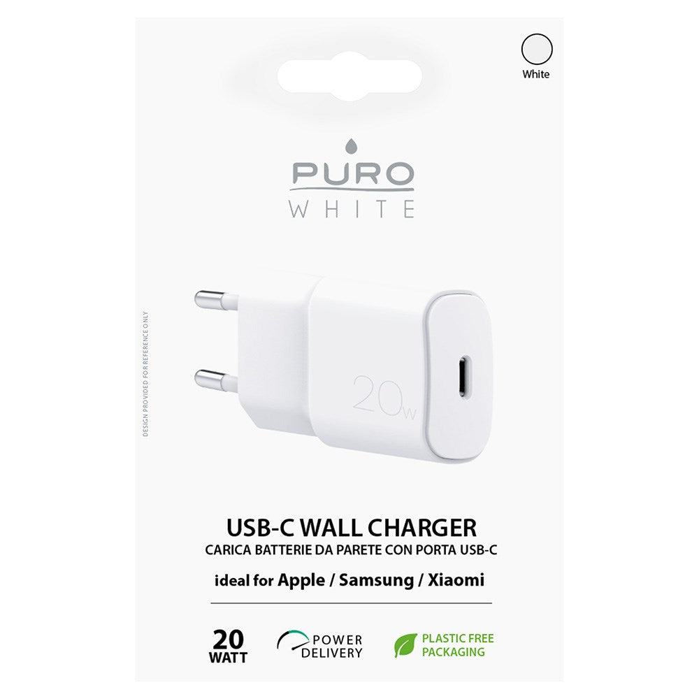 Puro Power Delivery 20W Mini Rejse Vægoplader m. USB-C - Hvid