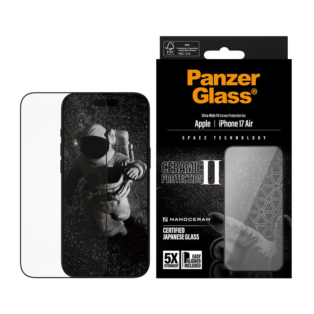 iPhone Air PanzerGlass Ceramic Skærmbeskyttelsesglas m. EasyAligner - Ultra Wide Fit - Gennemsigtig