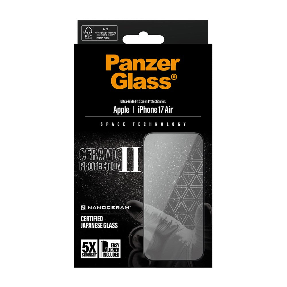 iPhone Air PanzerGlass Ceramic Skærmbeskyttelsesglas m. EasyAligner - Ultra Wide Fit - Gennemsigtig
