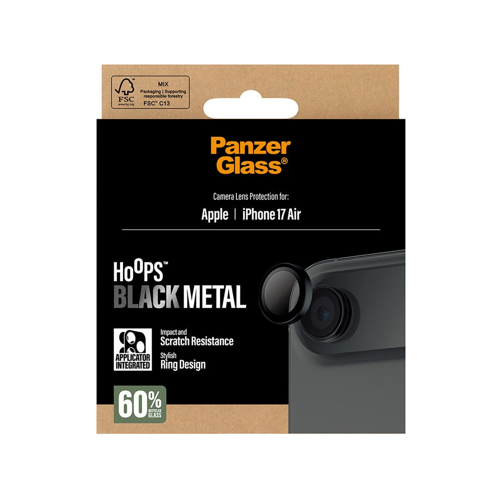 PanzerGlass iPhone Air Hoops Kamerabeskyttelsesglas inkl. Installationsramme - Sort