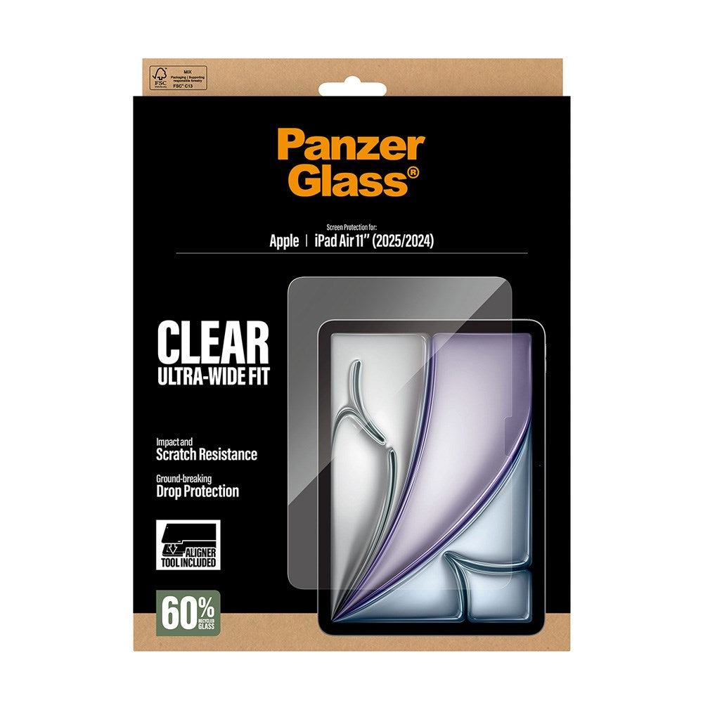 iPad Air 11" (2026 / 2025 / 2024) - PanzerGlass Skærmbeskyttelsesglas m. Installationsramme - Ultra-Wide Fit - Gennemsigtig