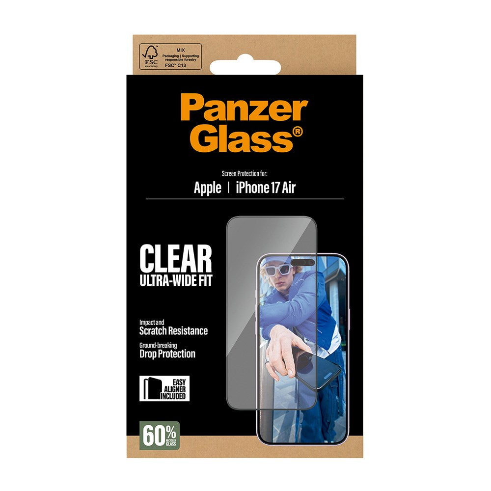 PanzerGlass iPhone Air Hærdet Beskyttelsesglas inkl. EasyAligner - Ultra Wide Fit - Gennemsigtig
