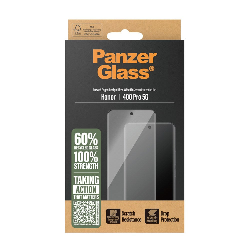 Honor 400 Pro - PanzerGlass Ultra-Wide Fit Skærmbeskyttelsesglas - Gennemsigtig / Sort Kant
