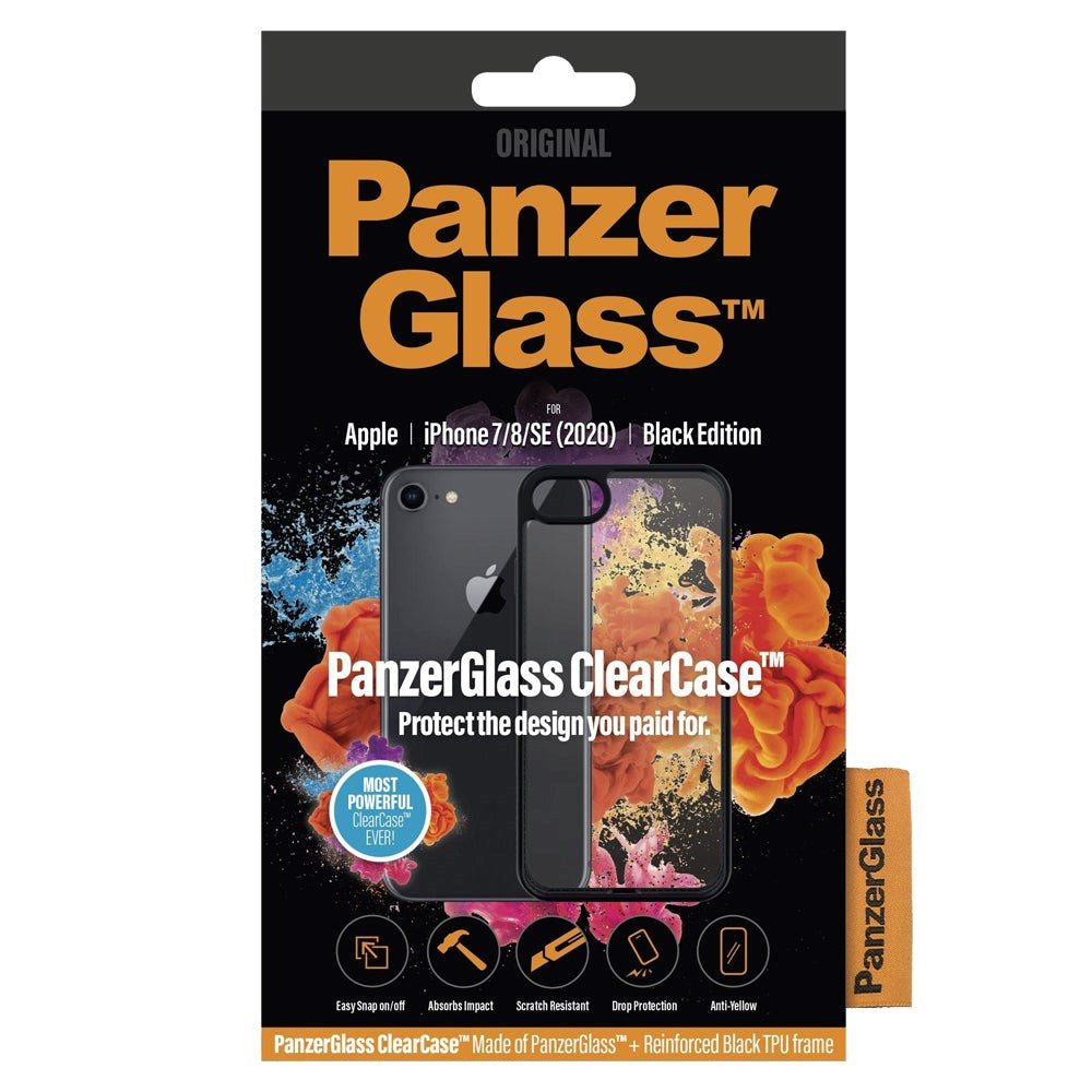 PanzerGlass iPhone SE (2022/2020) / 8 / 7 / 6 / 6s ClearCase Cover m. Sorte Kanter