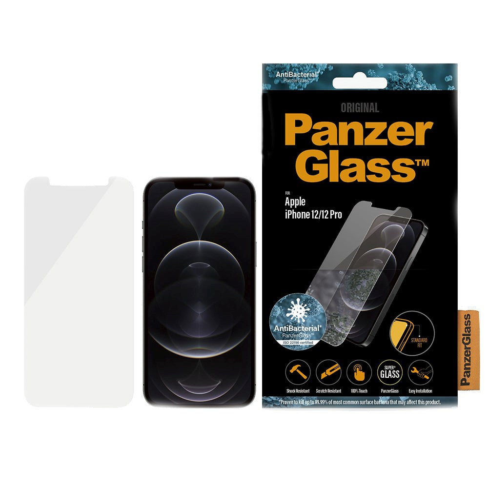 iPhone 12 / 12 Pro PanzerGlass AntiBacterial Standard Fit Skærmbeskyttelse - Gennemsigtig
