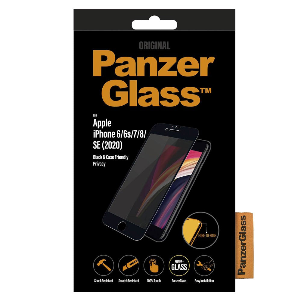 iPhone SE (2022/2020) / 8 / 7 / 6 / 6s PanzerGlass Skærmbeskyttelse Case Friendly - Privacy - Sort