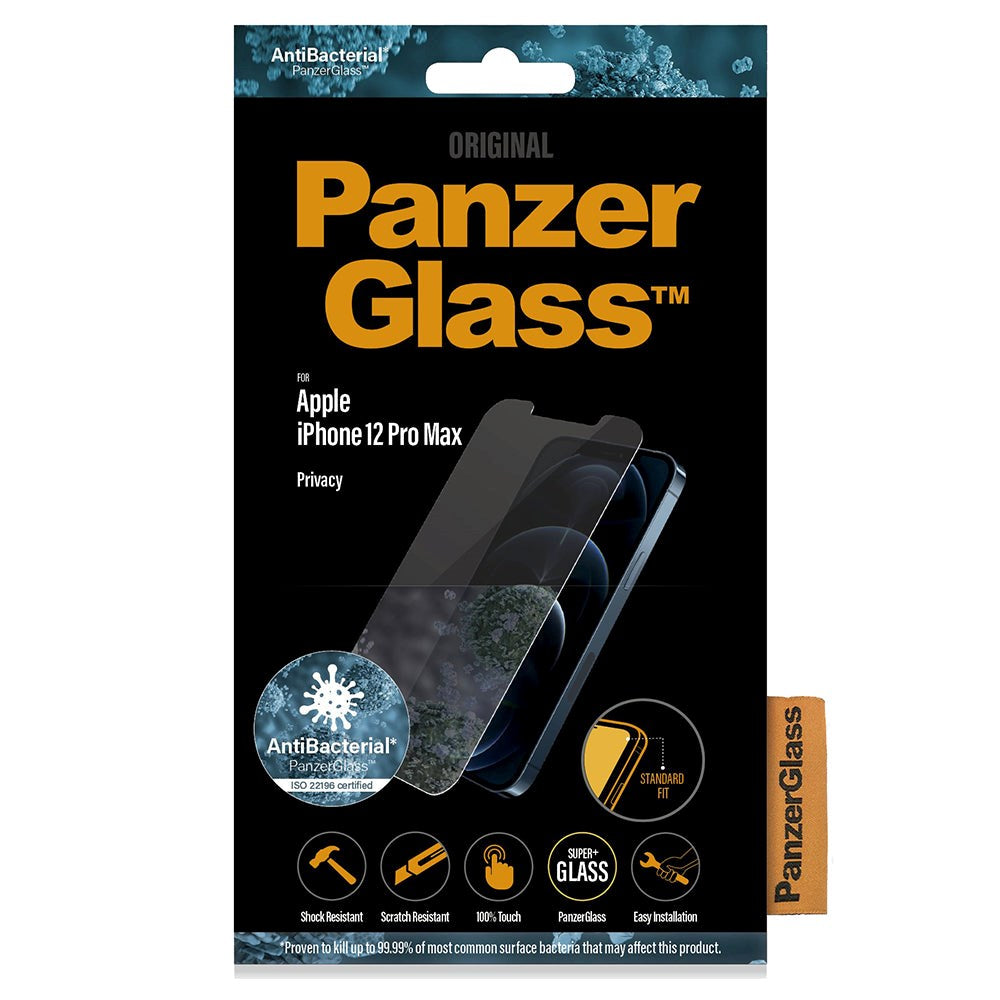 PanzerGlass iPhone 12 Pro Max AntiBacterial Standard Fit Skærmbeskyttelse - Privacy Glass