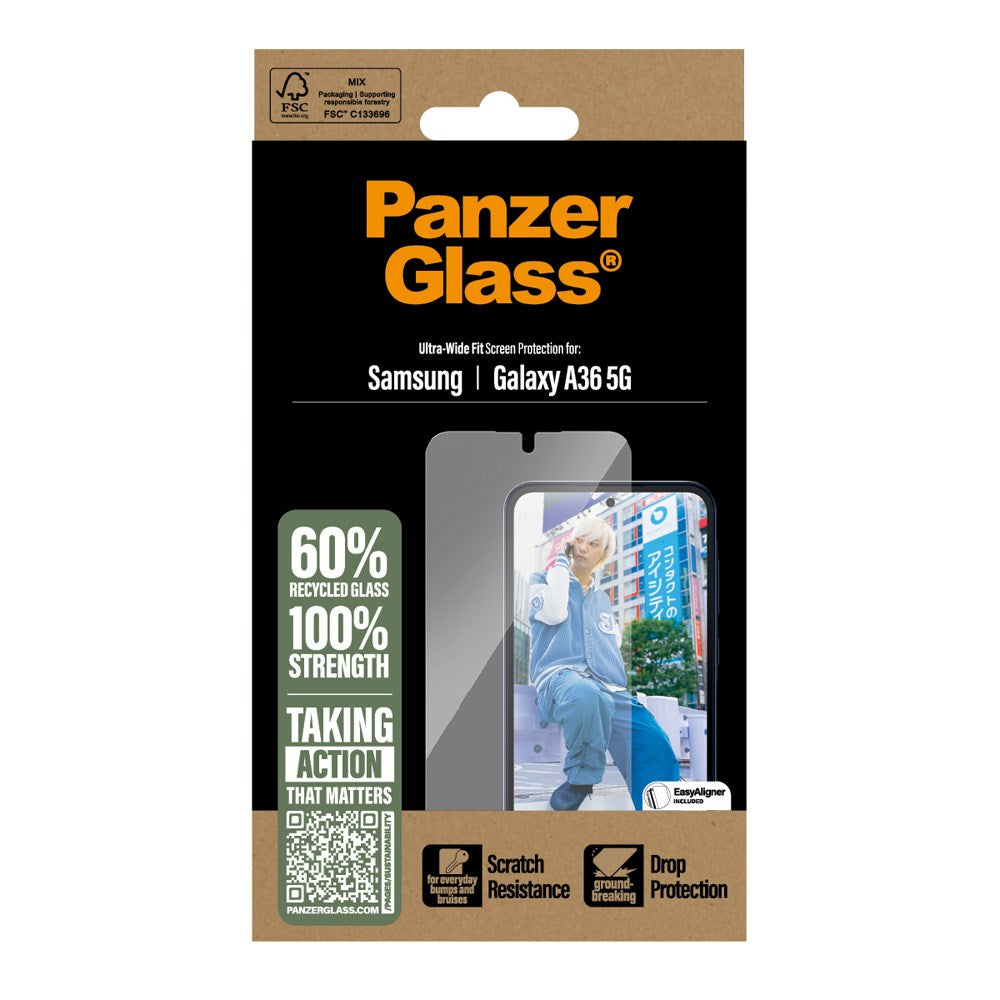 PanzerGlass Samsung Galaxy A36 (5G) Ultra Wide Fit Beskyttelsesglas m. EasyAligner - Gennemsigtig