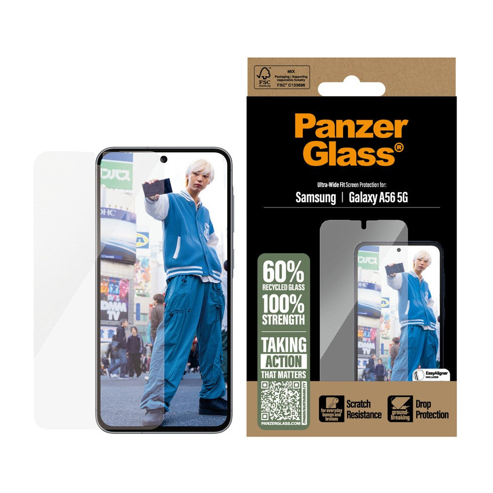 PanzerGlass Samsung Galaxy A56 (5G) Ultra Wide Fit Beskyttelsesglas m. EasyAligner - Gennemsigtig