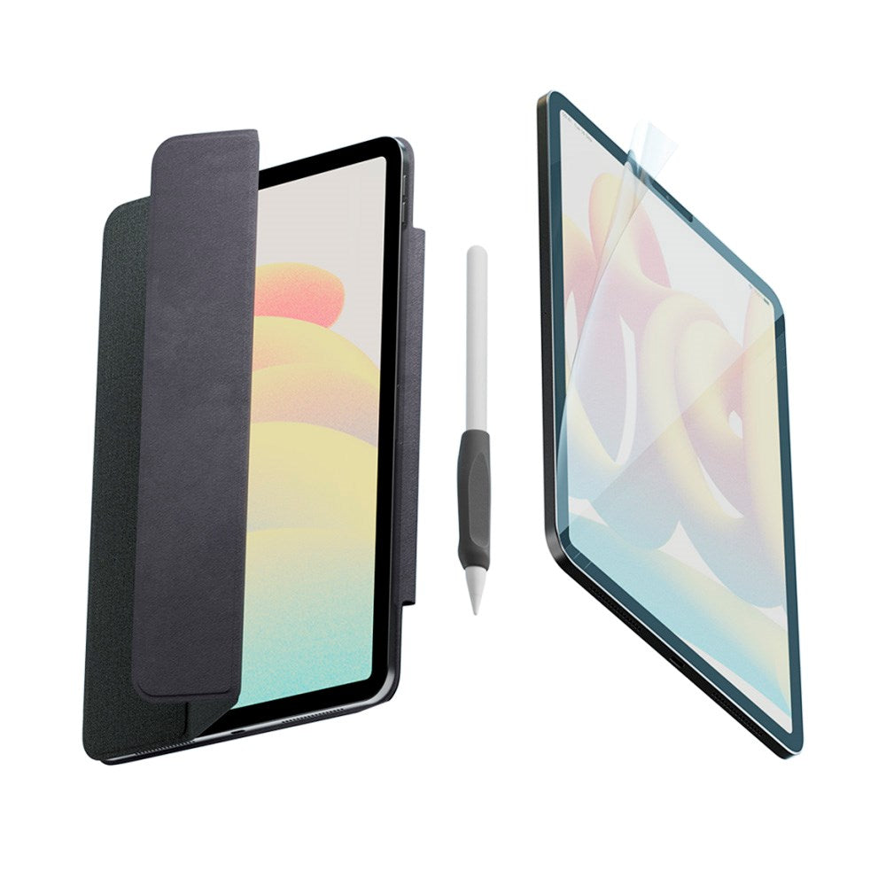 iPad Air (2022 / 2020) / Pro 11 (2022 / 2021 / 2020 / 2018) Paperlike+ Folio Bundle m. Flipcover, Skærmbeskyttelse & Touchpen Greb - Sort / Gennemsigtig