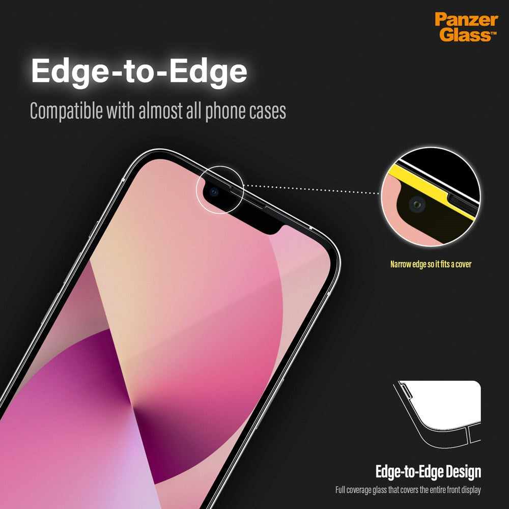 iPhone 13 Mini PanzerGlass AntiBacterial Edge-to-Edge Glas - Case-Friendly - Sort Kant