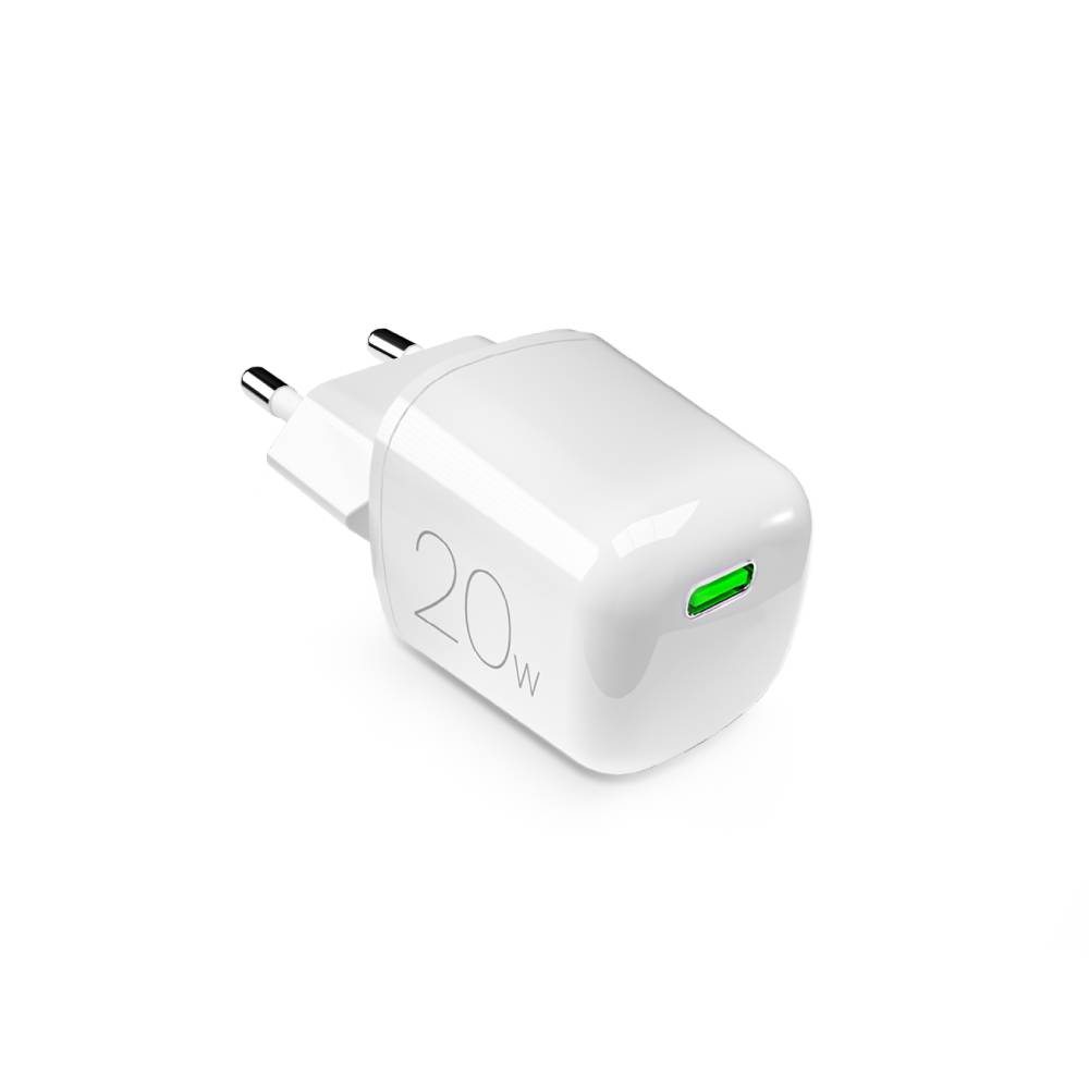 Puro Kompakt GaN Oplader med 1 USB-C Port, 20W - Hvid