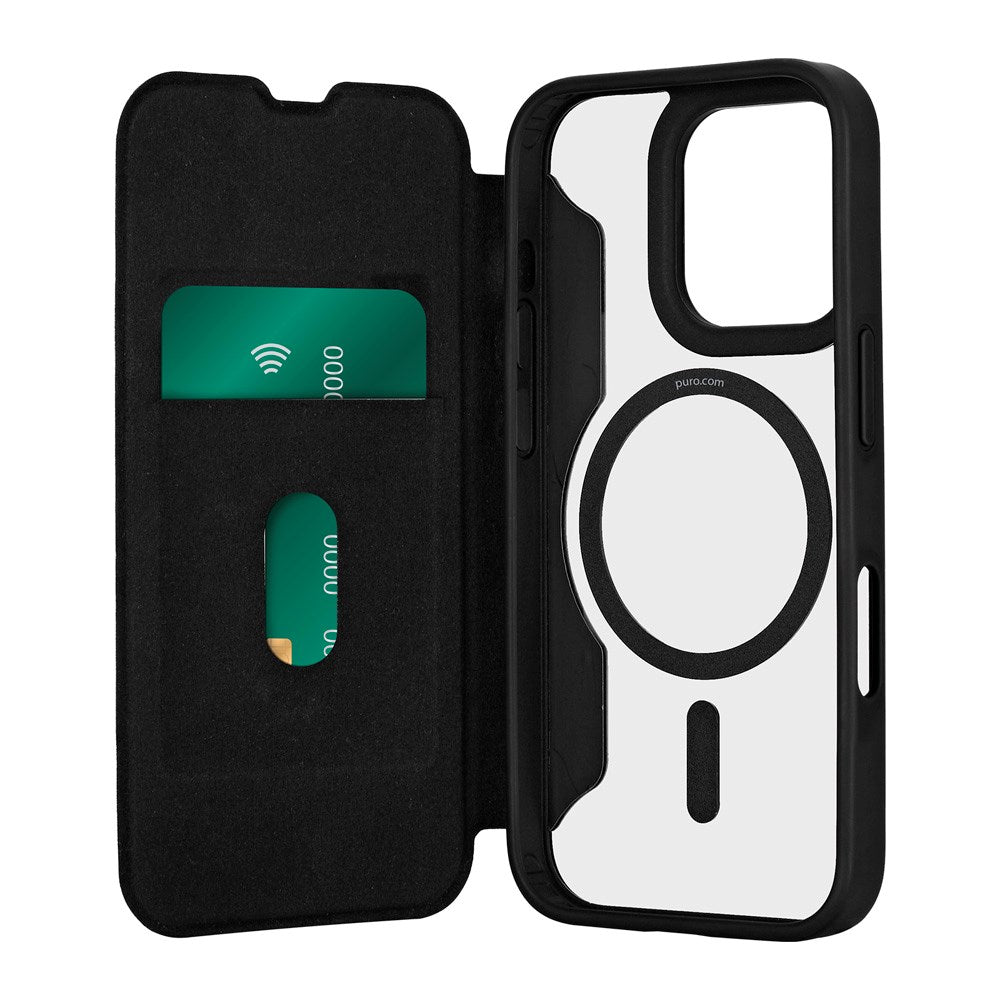 iPhone 16 Pro Max Puro Booklet Flip Cover - MagSafe Kompatibel - Sort