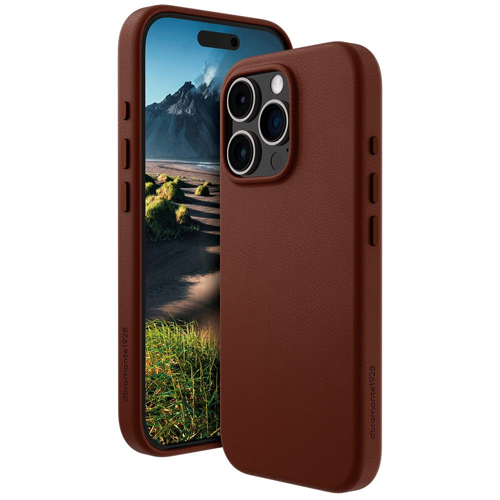 iPhone 16 Pro Dbramante1928 Roskilde Cover - 100% Ægte Læder - MagSafe Kompatibel - Dark Tan