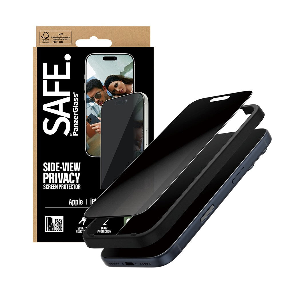 SAFE by PanzerGlass - iPhone 17 Pro - Ultra-Wide Fit Skærmbeskyttelse - Privacy Funktion - Gennemsigtig