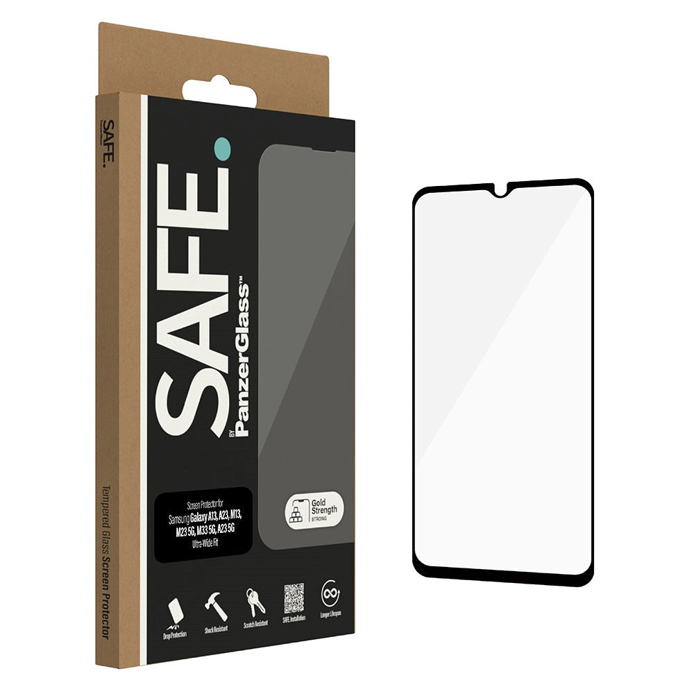 Safe By PanzerGlass® Samsung Galaxy A13 / A23 / A23 (5G) / M13 / M23 (5G) / M33 (5G) Ultra-Wide Fit Skærmbeskyttelsesglas - Case Friendly - Gold Strength - Gennemsigtig