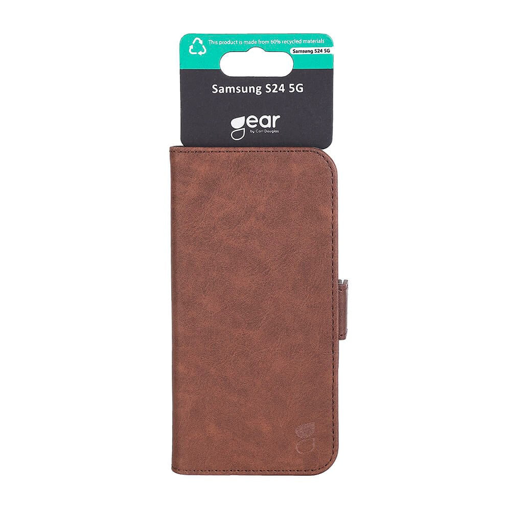 Samsung Galaxy S24 GEAR Læder Flip Cover m. Pung - Brun