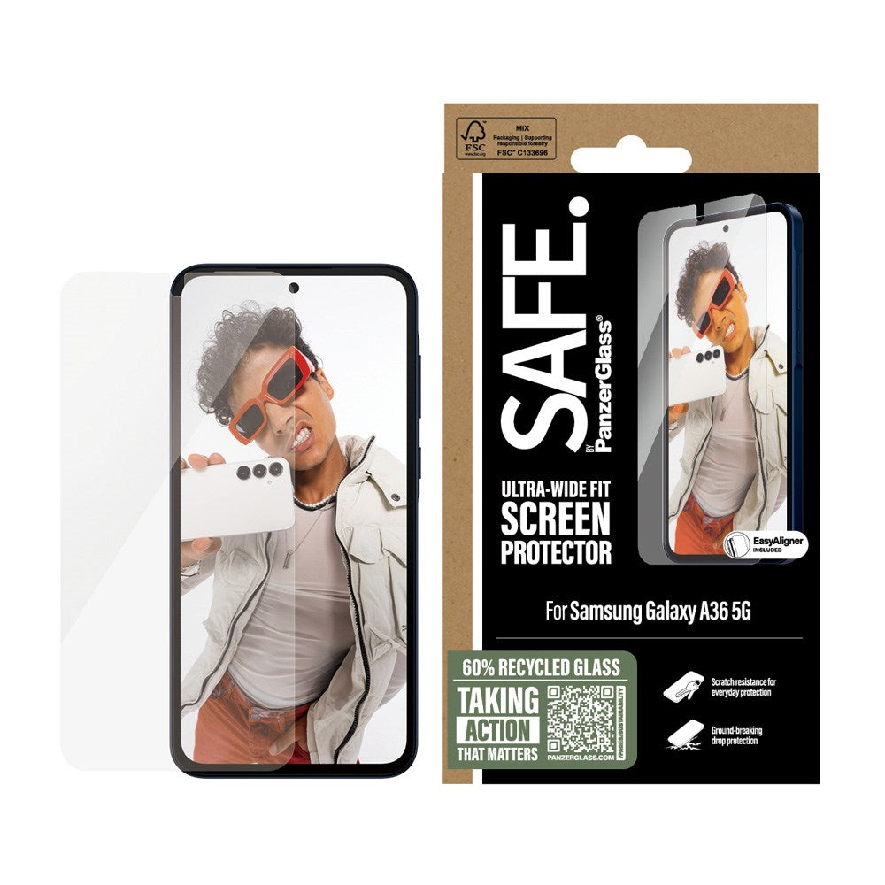 SAFE by PanzerGlass - Samsung Galaxy A36 (5G) - Ultra-Wide Fit Skærmbeskyttelsesglas - Gennemsigtig