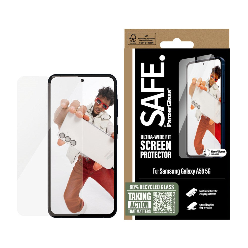 SAFE by PanzerGlass - Samsung Galaxy A56 (5G) - Ultra-Wide Fit Skærmbeskyttelsesglas - Gennemsigtig
