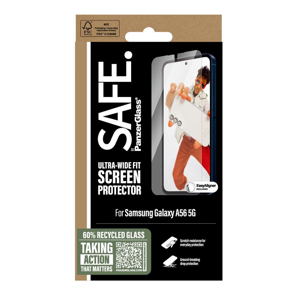 SAFE by PanzerGlass - Samsung Galaxy A56 (5G) - Ultra-Wide Fit Skærmbeskyttelsesglas - Gennemsigtig