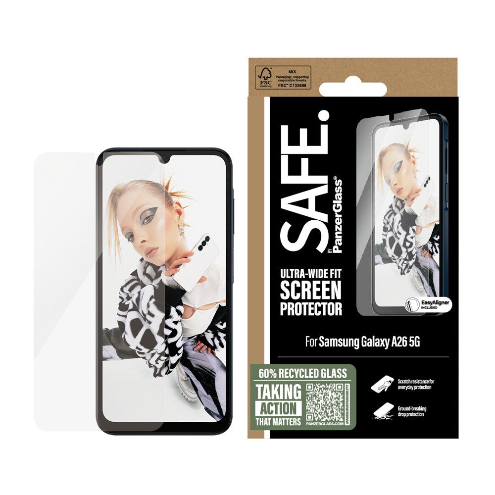 SAFE by PanzerGlass - Samsung Galaxy A26 (5G) - Ultra-Wide Fit Skærmbeskyttelsesglas - Gennemsigtig