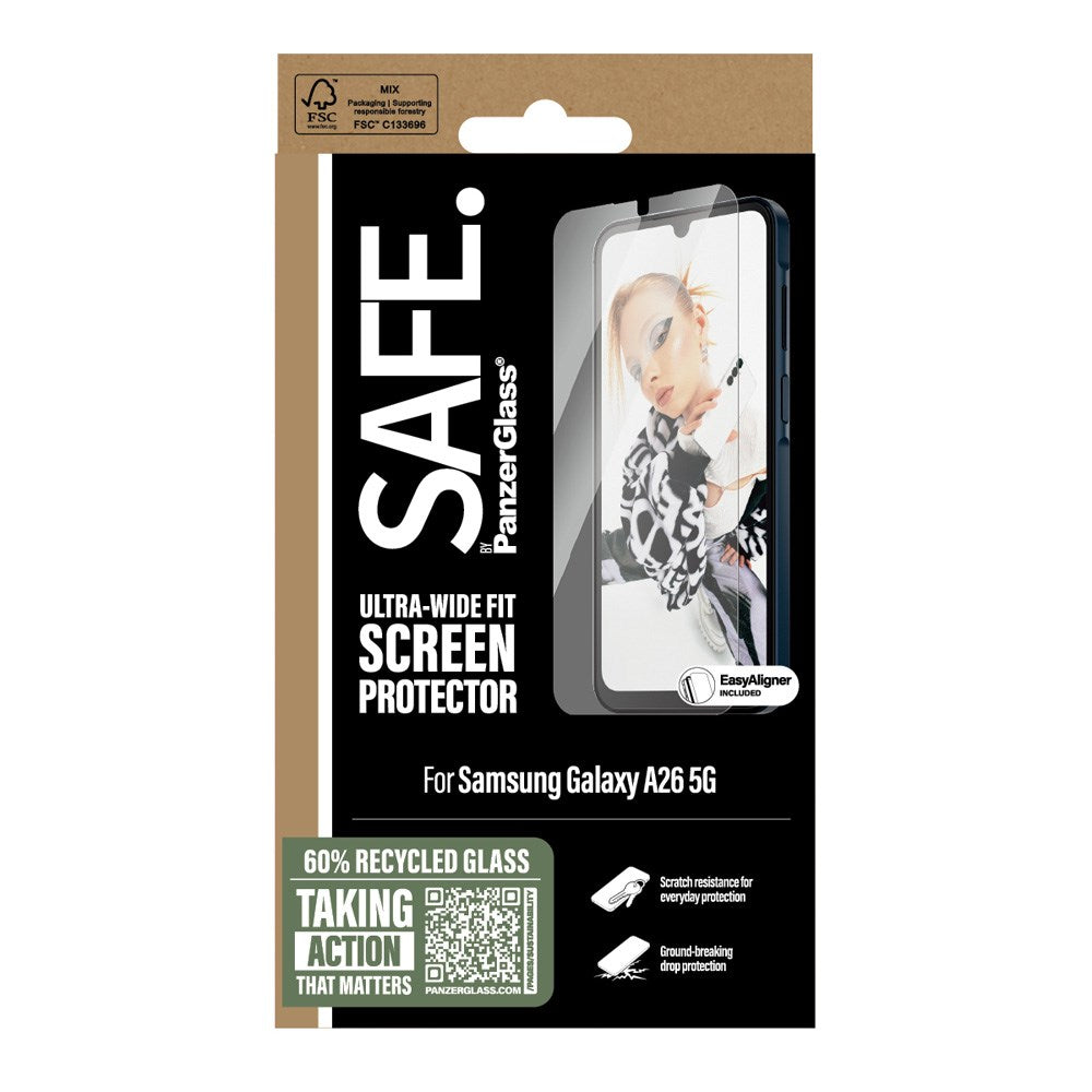 SAFE by PanzerGlass - Samsung Galaxy A26 (5G) - Ultra-Wide Fit Skærmbeskyttelsesglas - Gennemsigtig