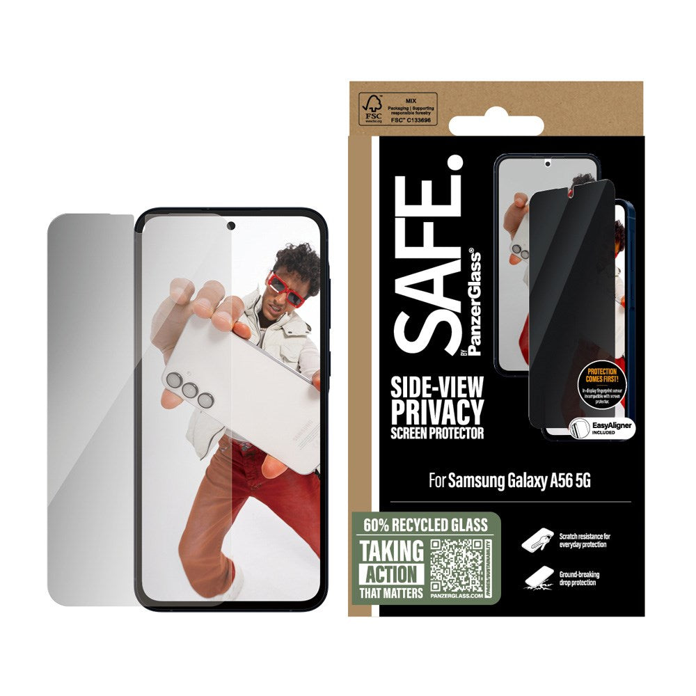 SAFE by PanzerGlass - Samsung Galaxy A56 (5G) - Ultra-Wide Fit Skærmbeskyttelsesglas - Privacy Funktion - Gennemsigtig