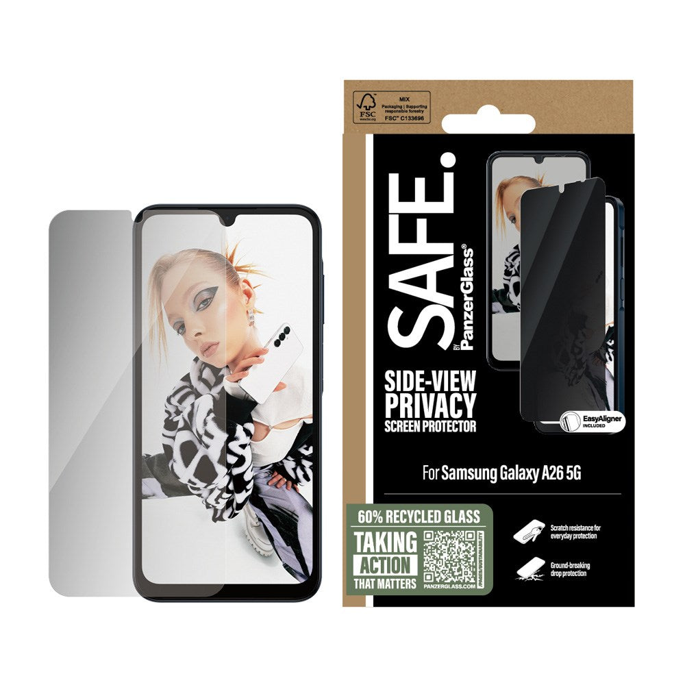 SAFE by PanzerGlass - Samsung Galaxy A26 (5G) - Ultra-Wide Fit Skærmbeskyttelsesglas - Privacy Funktion - Gennemsigtig
