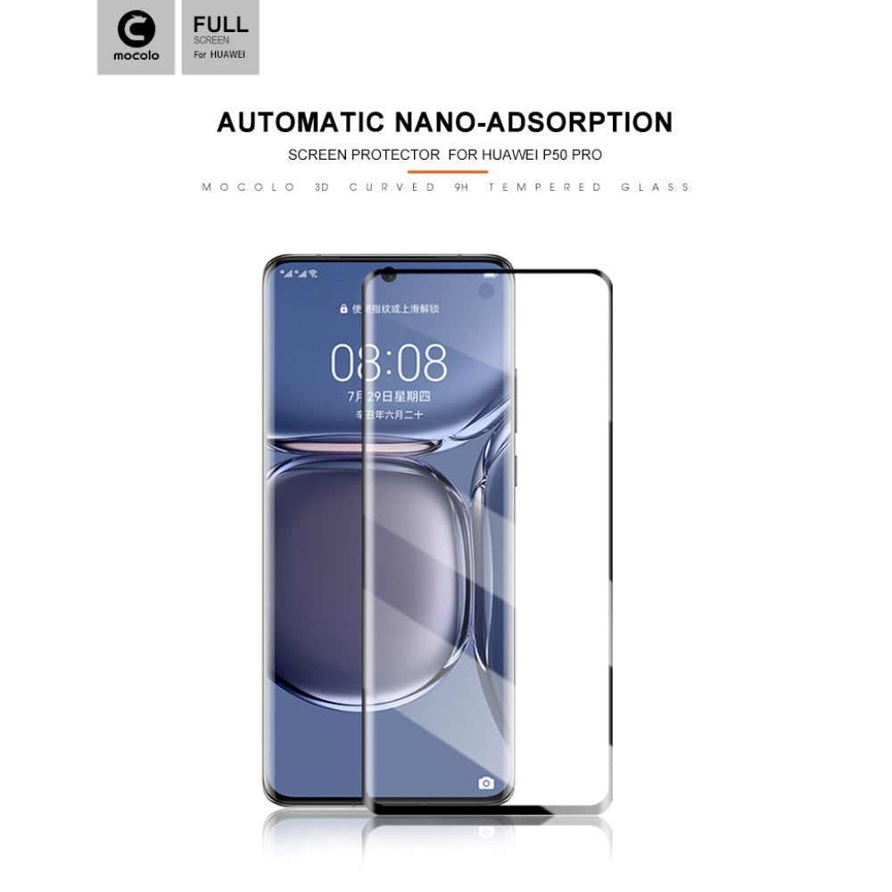 MOCOLO Huawei P50 Pro Hærdet Glas - Full-fit - Sort Kant