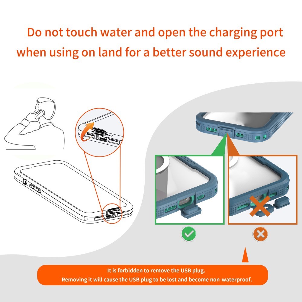 iPhone 16 Pro Vandtæt Håndværker Bagside Cover m. Skærmbeskyttelse og Strop - MagSafe Kompatibel - Gennemsigtig / Blå