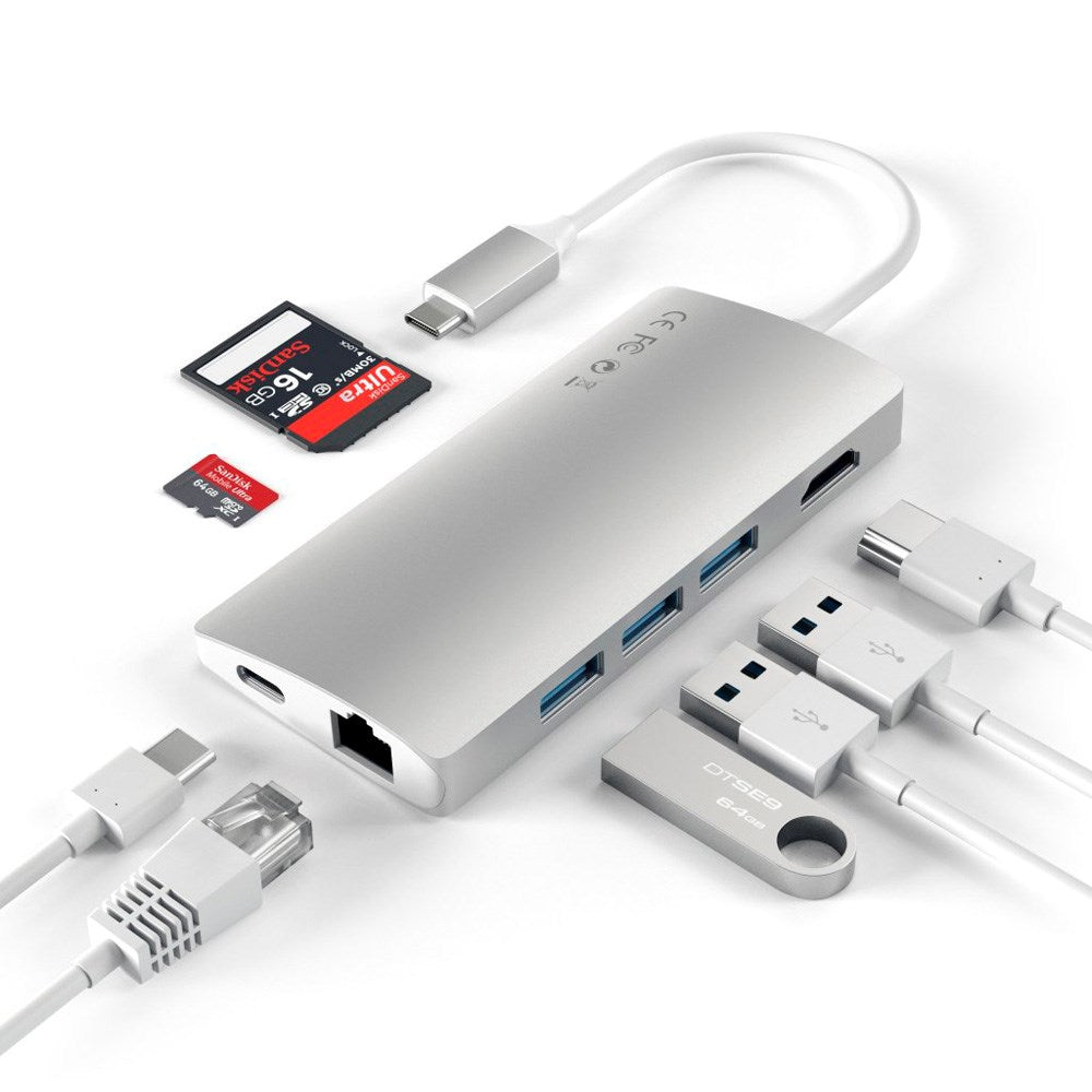 Satechi USB-C 4K Multiport Adapter Gigabit Ethernet V2 - Sølv