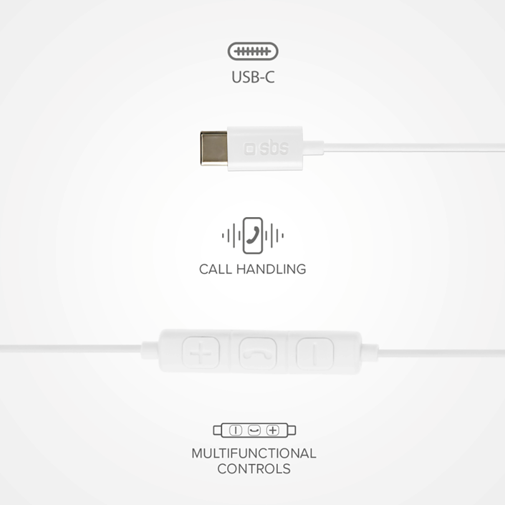 SBS Studio Mix 65 Høretelefon In-Ear m. USB-C - Hvid