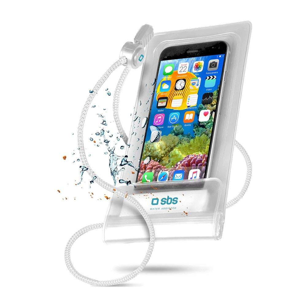SBS Universal Vandafvisende Etui - (Maks. Mobilstørrelse: 161 x 78 mm) - Hvid / Gennemsigtig