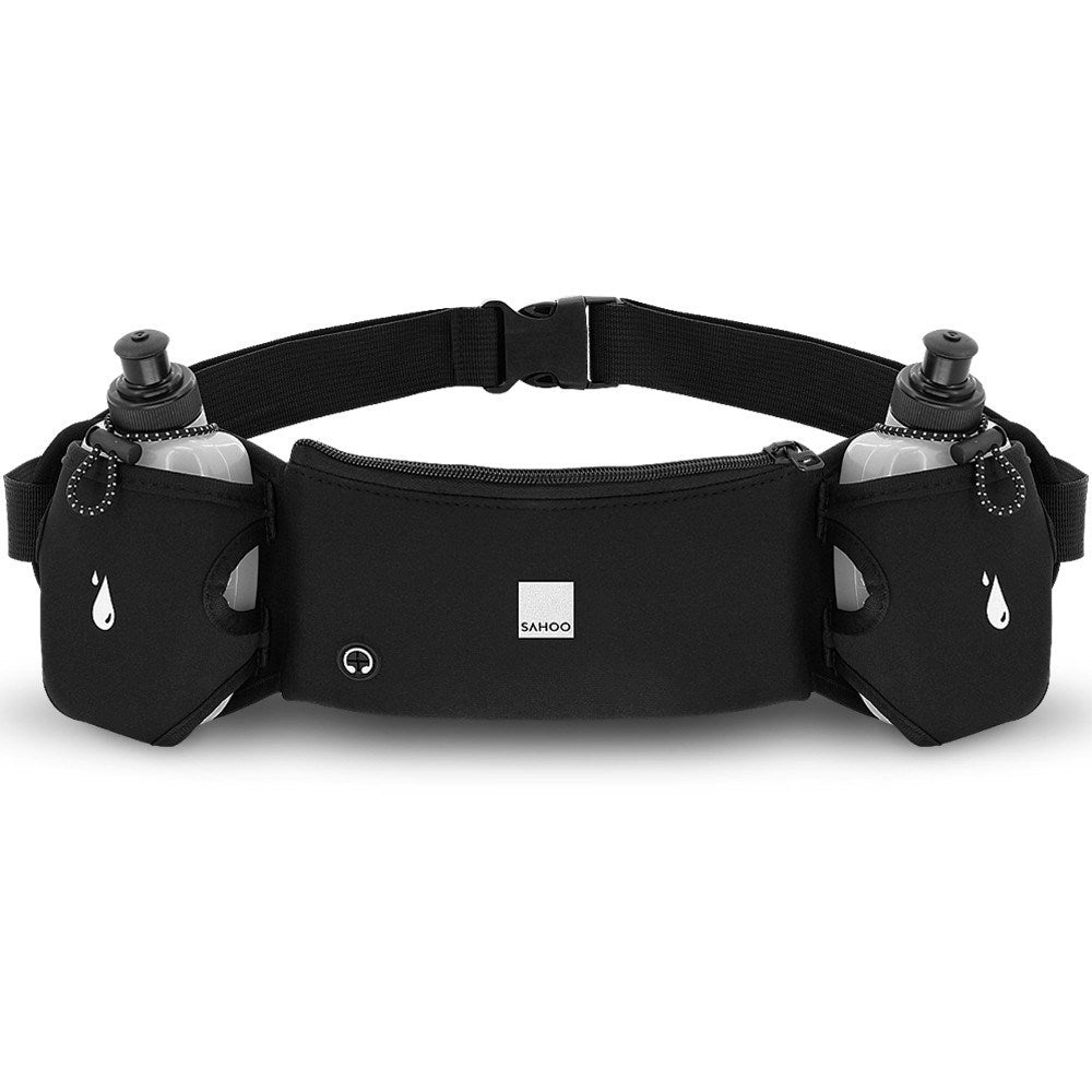 Løbebælte til Sport m. Lomme & 2 Drikkedunke - Sort